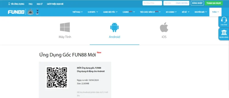 Hướng dẫn tại app Fun 88 trên Android Hướng dẫn tại app Fun 88 trên Android