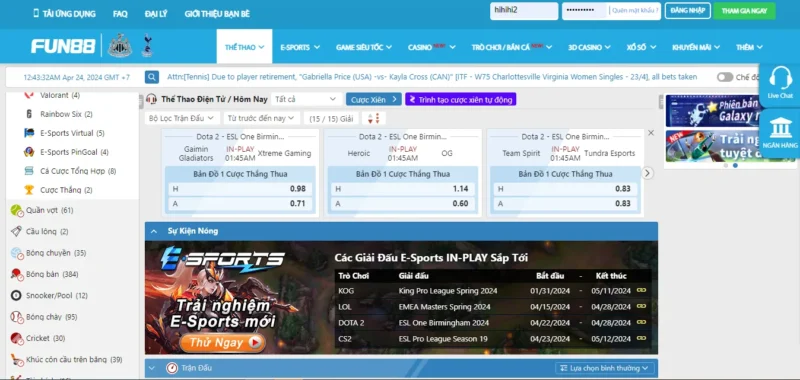 Thế giới Esports tại Fun88 Thế giới Esports tại Fun88