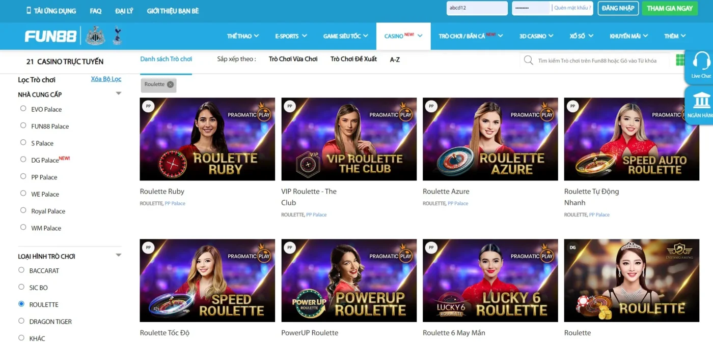 Trò chơi Roulette tại Live Casino Fun88 Trò chơi Roulette tại Live Casino Fun88