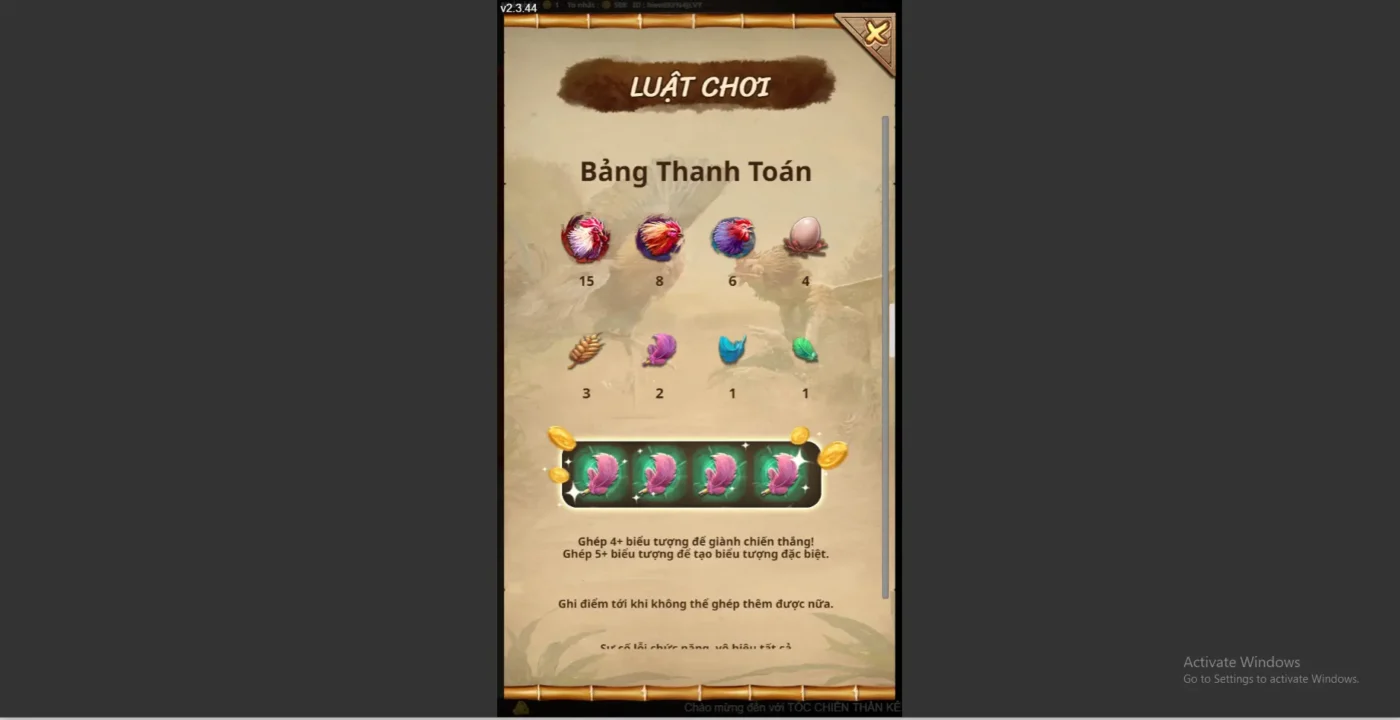 Luật chơi slot Tốc chiến thần kê Screenshot 2024 07 04 220107