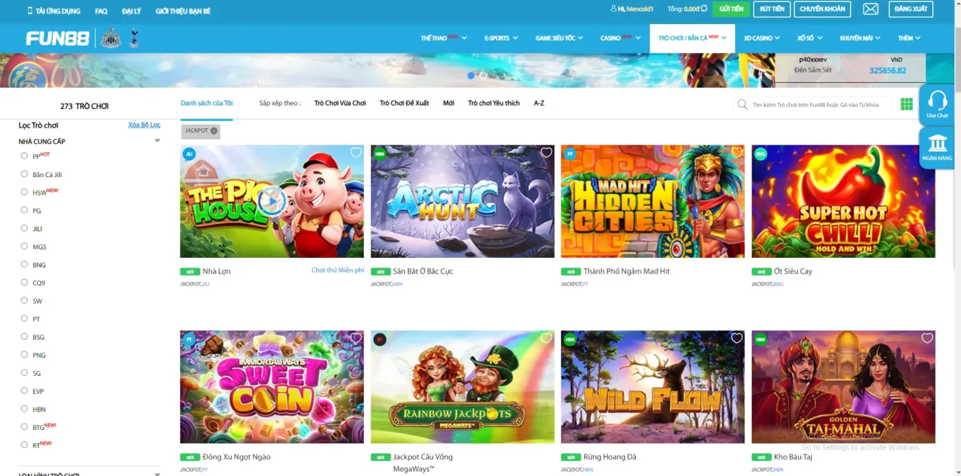 Game nổ hũ siêu đỉnh tại Fun88 Screenshot 2024 07 13 192628